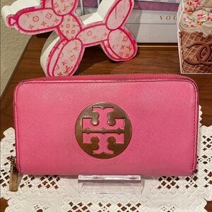 Tory Burch Pink Key & Card Holder